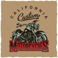California Custom Motorcycles T Shirt Design vector