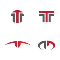 Red and gray letter T logo set vector