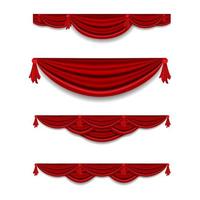 conjunto de decoración de cornisa de cortina roja de lujo vector
