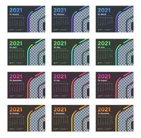 Modern multiple color desk calendar 2021 vector