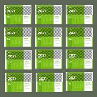 Modern green 2021 calendar template vector