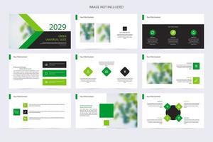 Plantilla de presentación de negocios verde y blanca moderna vector