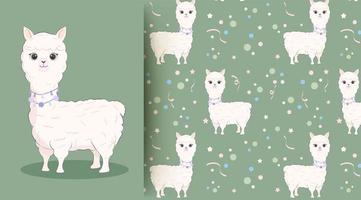 Llama on green pattern vector