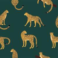 Seamless exotic pattern with cheetah vector