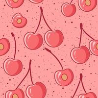 Pink cherries seamless pattern vector