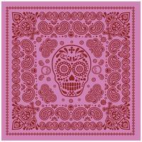 patrón de bandana rosa y rojo con calavera y paisley vector