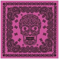 Purple, Black Bandana Pattern with Skull and Paisley vector