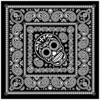 patrón de bandana con calavera y paisley vector