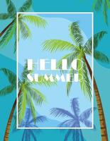 Tropical palm trees and hello summer design vector