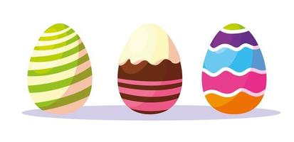 conjunto de huevos de pascua decorados vector