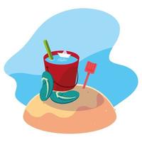 Sand bucket on the beach vector