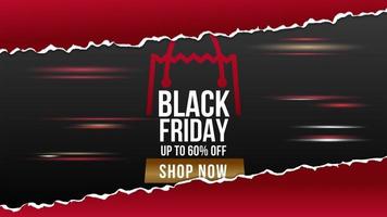 Black Friday ripped paper sale banner vector