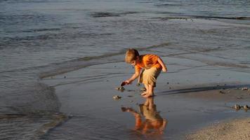 Junge gräbt im Sand video