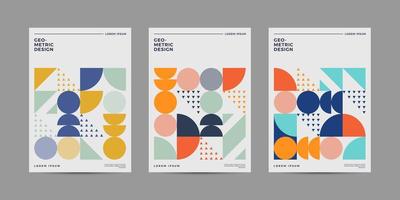 Set of Retro Geometric Covers with cheerful Color vector