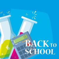 Back to school calculator and test tubes vector