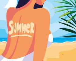 Woman with swimsuit in the beach vector