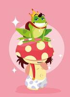 Frog prince with fungus avatar character vector