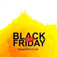 Black Friday Sale Yellow Watercolor Design vector