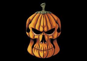 Halloween pumpkin skull head vector