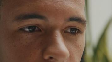 Close up of young man working in office and concentrating video