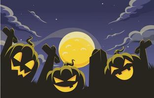 Halloween Background With Jack-O'-Lantern Silhouette vector