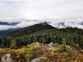 Aerial view of mountain top photo