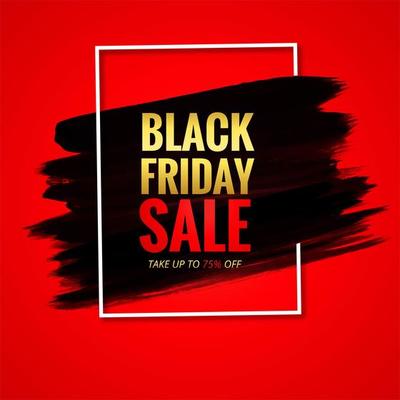 Modern black friday sale card with red background