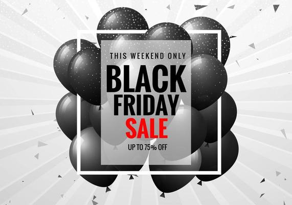 Black Friday Sale Poster with Balloons and Confetti