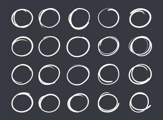 Hand Drawn Chalk Geometric Circle Set