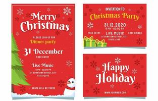 Joyfull Christmas Party Invitation Set vector