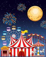 Amusement park scene at night vector