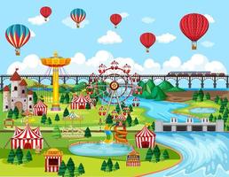 Amusement park festival background vector