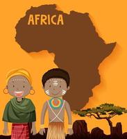 African natives and map design vector