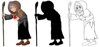 Old witch character set vector