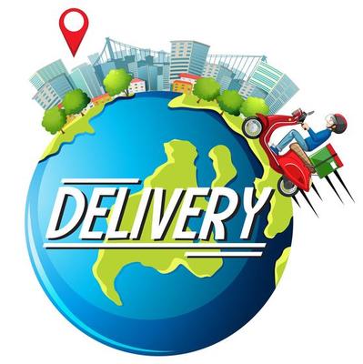 Free delivery design with courier man