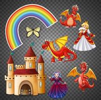 Magic and fantasy character and element set vector