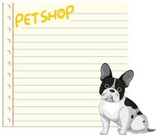 Banner with blank notebook paper and a dog  vector