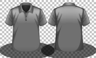 Grey polo shirt mock-up with front and back vector