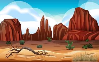 Desert with rock mountains landscape at day scene vector