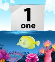Number one and one fish swimming underwater vector