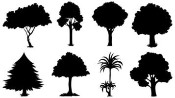 Set of tree silhouettes vector