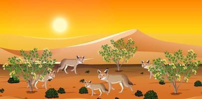 Fondo de paisaje desértico con coyotes vector