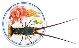 Top view of sea food on the plate vector