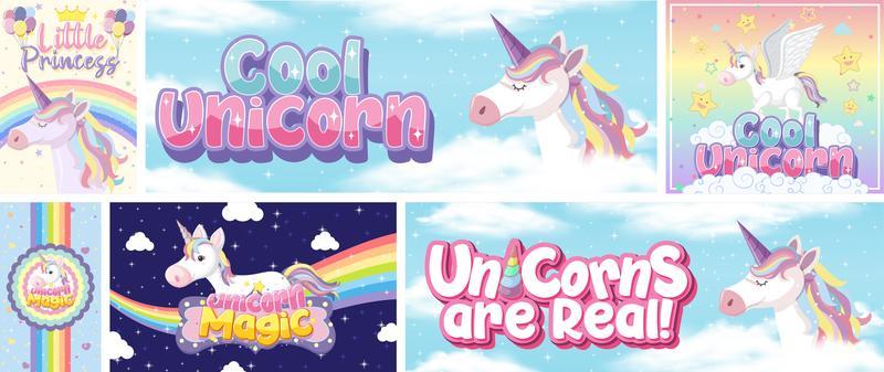 Cute unicorn design set