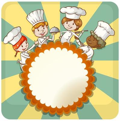 Kids cooking round frame.