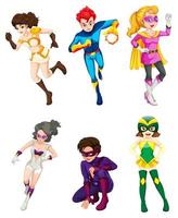 Male and female superheroes set  vector