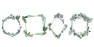 Set of floral and foliage frames vector