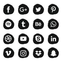 Black Rough Social Media Icons