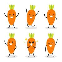 Collection of cute carrot character in various poses  vector