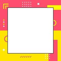 Colorful dynamic memphis style template in square size vector